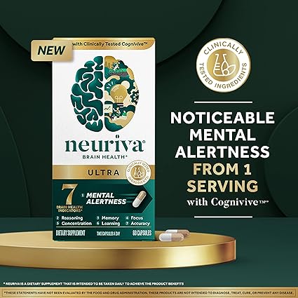 Neuriva Ultra Decaffeinated Brain Supplement – Memory, Focus & Mental Alertness – 60 Capsules