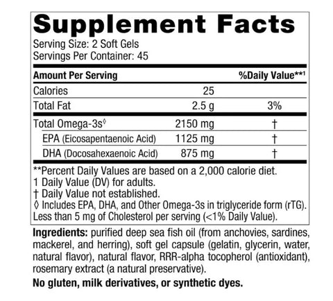 Nordic Naturals Ultimate Omega 2X – 2150mg, 90 Soft Gels | Fish Oil Supplement